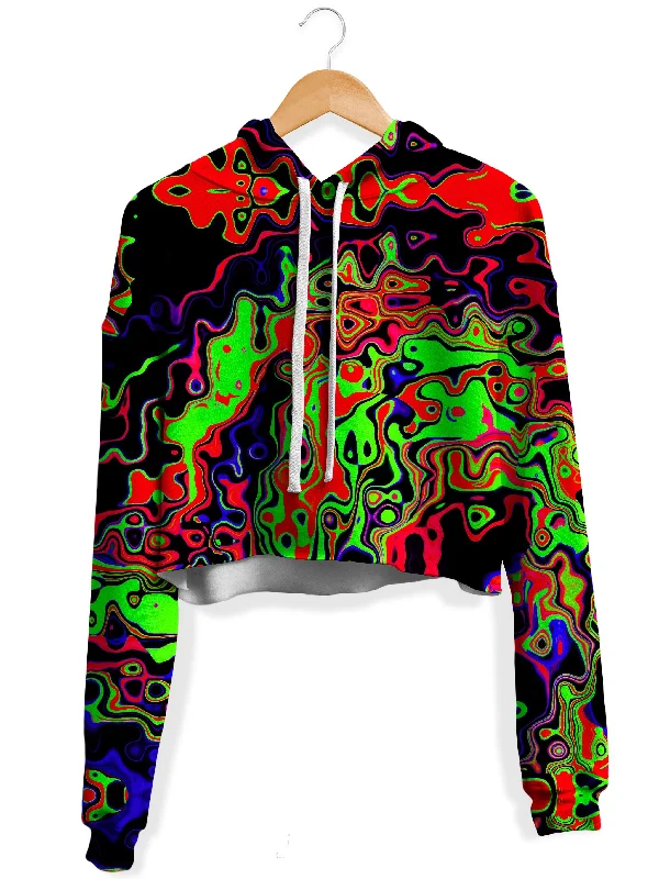 Toxic Waste Fleece Crop Hoodie Hoodie with Neon Bright Vibrant