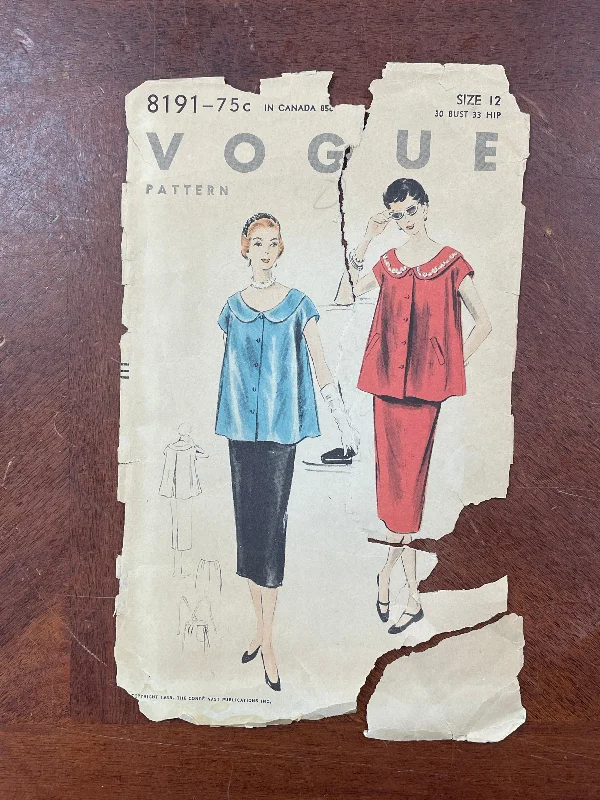 1953 Vogue 8191 Pattern - Maternity Smock and Skirt velvet skirt luxurious