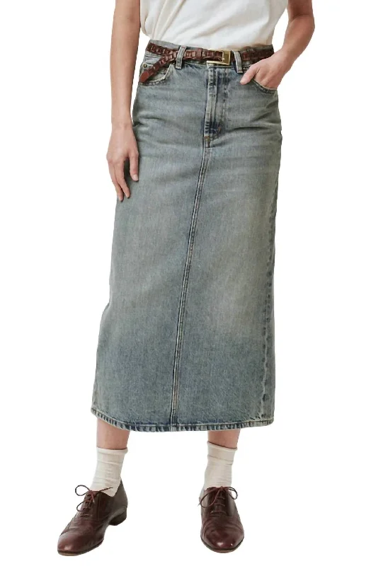 Column Skirt In Monterey Wash linen skirt light