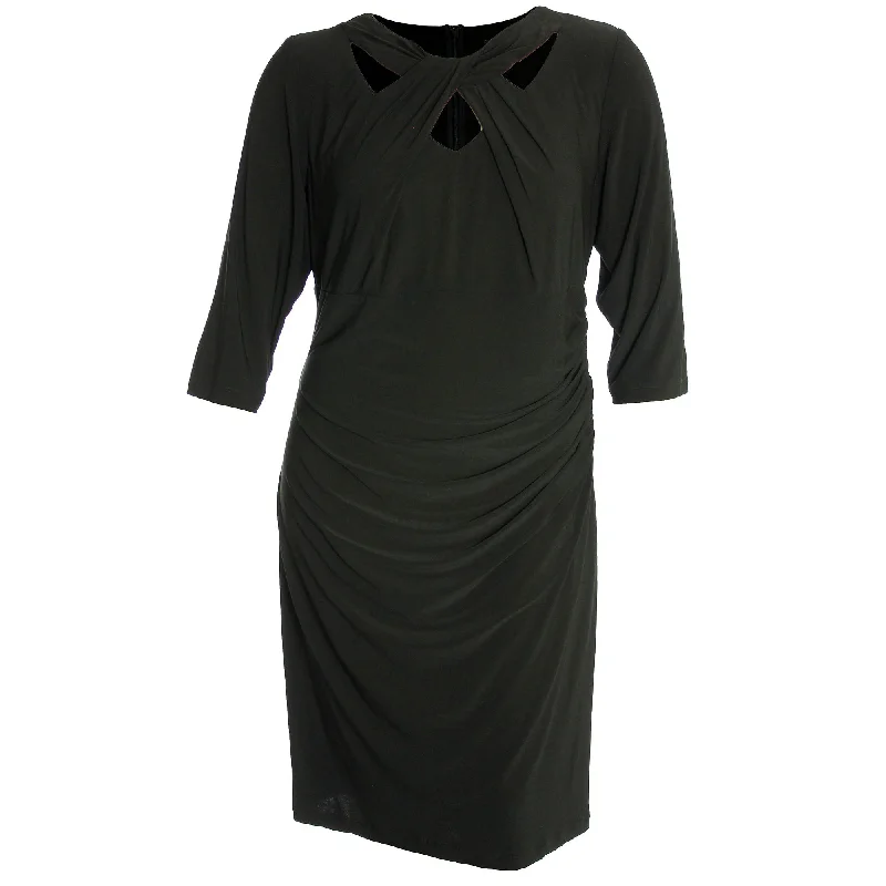 INC Black 3/4 Sleeve Cutout Neckline Sheath Dress Tunics Favorite customer