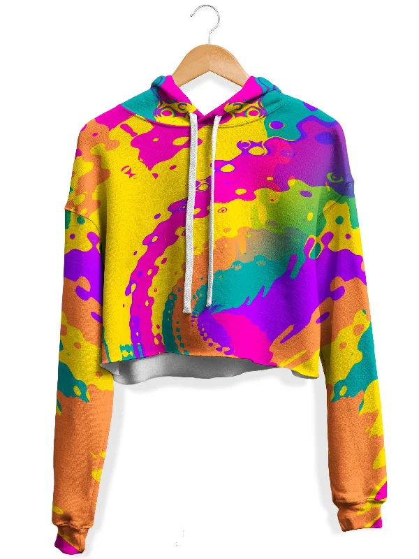 80s Magic Colorblast Fleece Crop Hoodie Hoodie with Half-Zip Sporty Casual