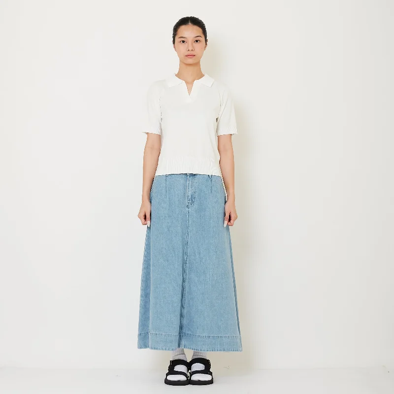 Women Denim Midi Skirt - Light Blue - SW2412236A wool skirt warm