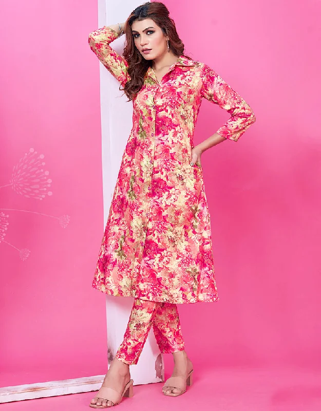 Traditional Function Wear Premium Rayon Top With Pent Collection Pink Premium Rayon Pant Suit Soft Cotton Pants