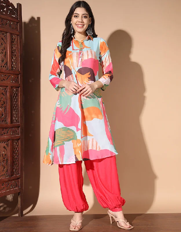 Stylish Gajri Muslin Trendy Party Wear Readymade Top Bottom Collection Suit Design Pant Trendy Palazzo Pants