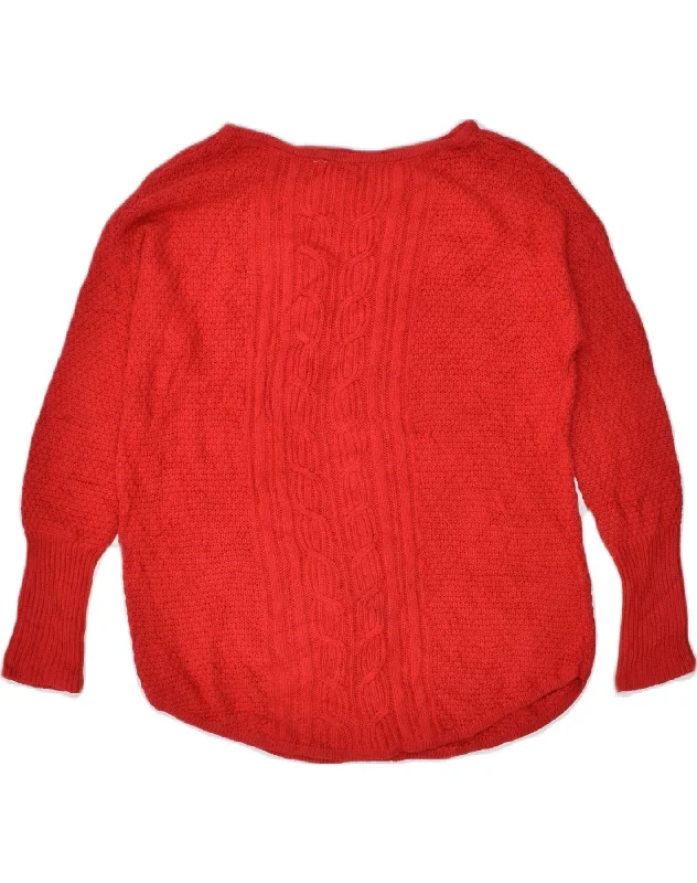 CHAPS Womens Boat Neck Jumper Sweater UK 14 Medium Red Cotton Boxy Sweater Fitted Sweater A-Line