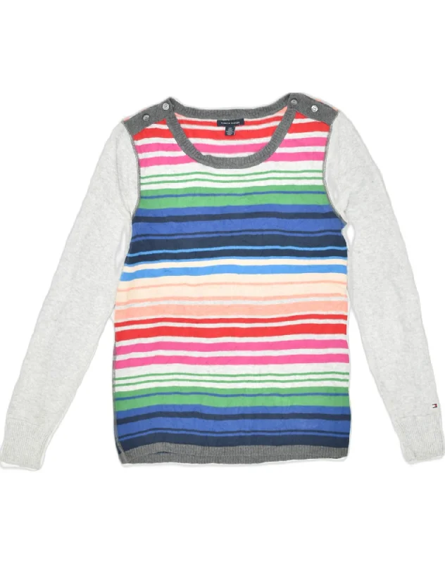 TOMMY HILFIGER Womens Crew Neck Jumper Sweater UK 10 Small Multicoloured Sweater Knitwear Pullover