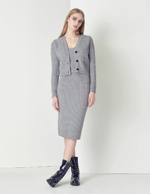 MARYLING Smoke grey knitted skirt denim skirt trendy