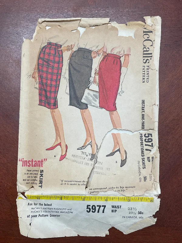 1961 McCall's 5977 Sewing Pattern - Skirts FACTORY FOLDED chiffon skirt lightweight