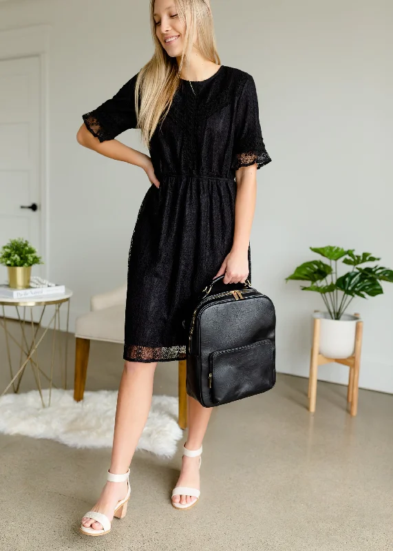 Black Crochet Trim Lace Dress - FINAL SALE Tunics Bestseller popular