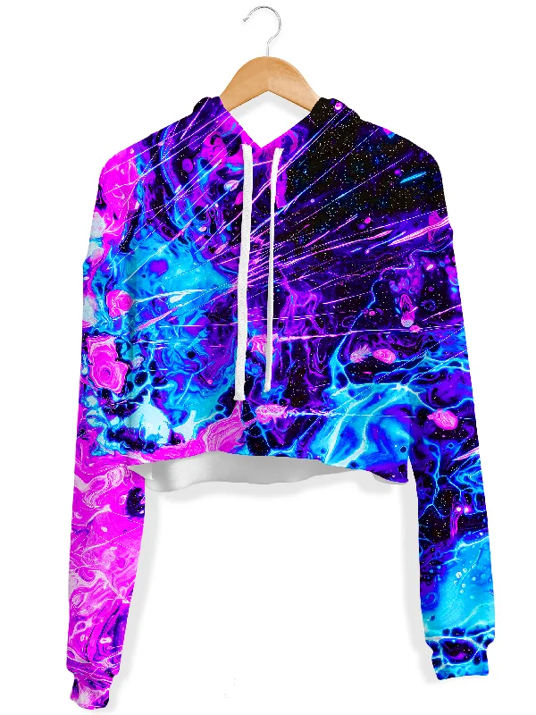 Cosmic Burst Fleece Crop Hoodie Hoodie with Hem Detail Decorative Unique