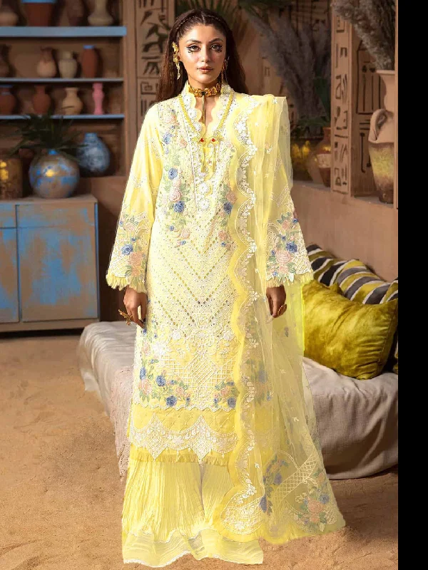 Light Yellow Designer Semi-Stitched Pant Suit With Embroidery Work Formal Linen Trousers