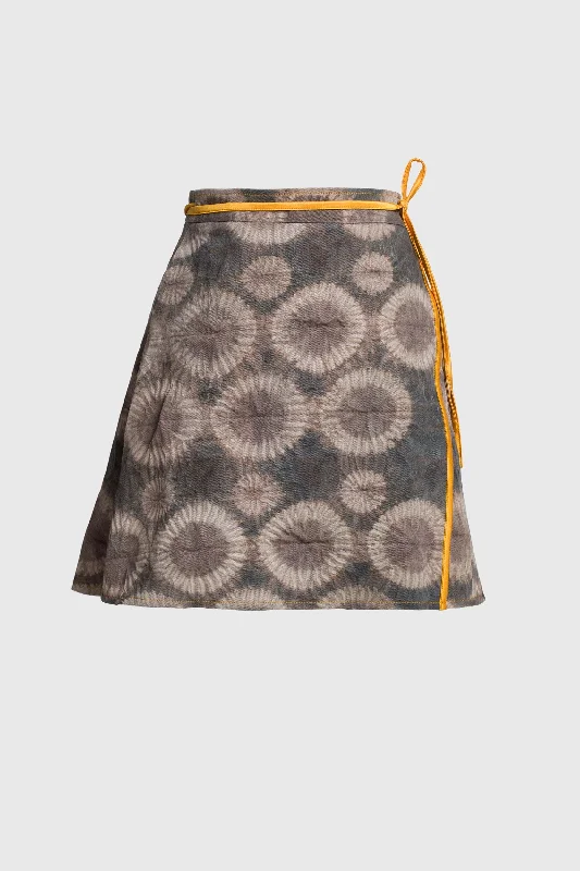 Shibori Wrap Skirt - Brown and Blue corduroy skirt durable