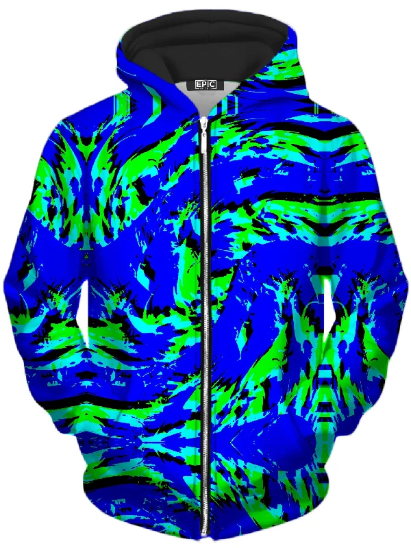 Sea Splatter Rave Graffiti Unisex Zip-Up Hoodie Hoodie with Emblem Brand Identity