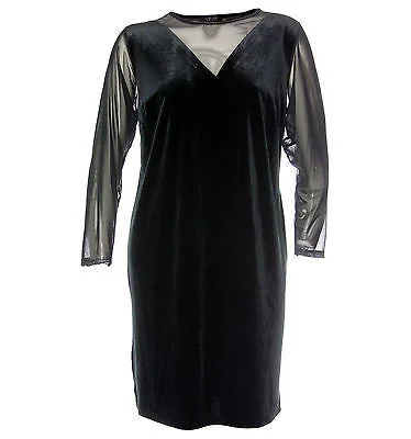 Spense Black Long Sleeve Illusion Dress Tunics Brand named