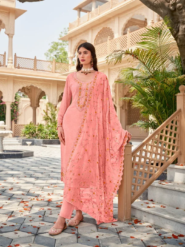 Baby Pink Heavy Designer Function Wear Pant Suit With Embroidery Work Elegant Silk Pants