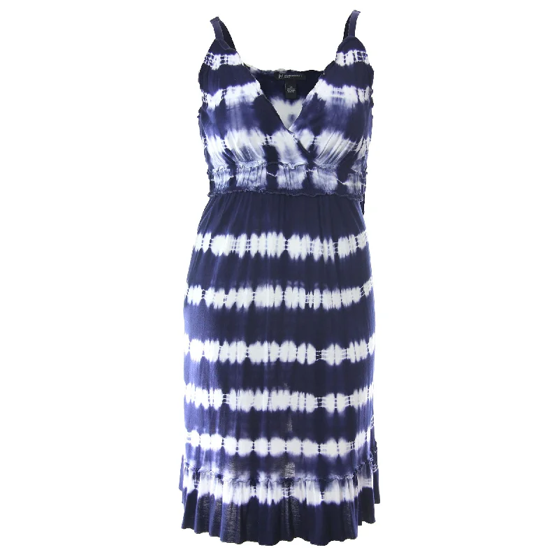 INC Multi Color Tie Dye Sleeveless Ruffed V-neck Dress Tunics Luxurious premium