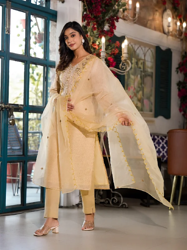 Yellow Designer Readymade Pant Suit With Designer Embroidery Work Slim Fit Casual Pants