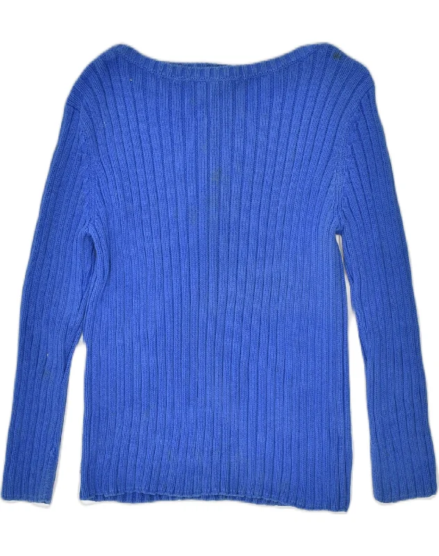 RALPH LAUREN Womens Boat Neck Jumper Sweater UK 16 Large Blue Cotton Layered Multi-layer Single Layer