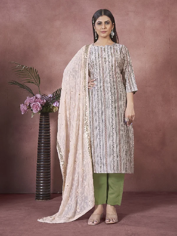 Off White Attractive Looking Readymade Pant Suit With Designer Embroidery Work Chic Wool Trousers