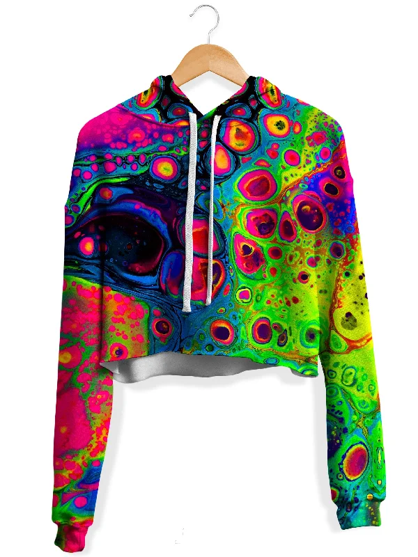 90s Trip Fleece Crop Hoodie Hoodie with Tie-Dye Psychedelic Retro