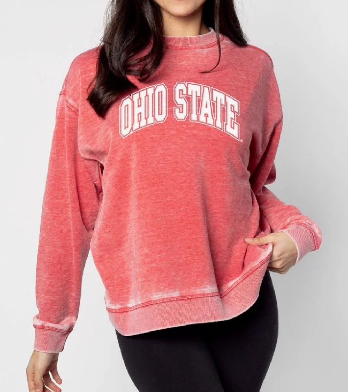 OHIO STATE ARCHED LOGO CAMPUS CREW SWEATSHIRT RED Hoodie with Strings Custom Fit Adjustable