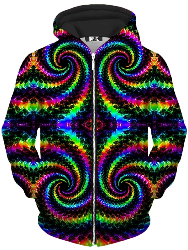 Fractaled Vision Unisex Zip-Up Hoodie Hoodie with Hem Drawcord Adjustable Customizable