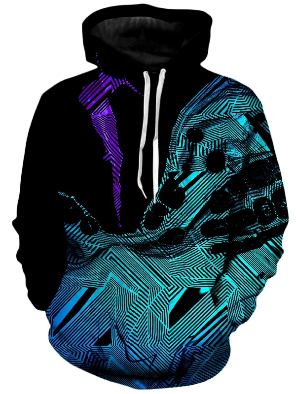 Primordial Flow Purple Unisex Hoodie Hoodie with Hem Applique Textured Unique