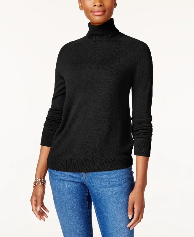 Karen Scott Luxsoft Turtleneck Sweater Chenille Brocade Lace