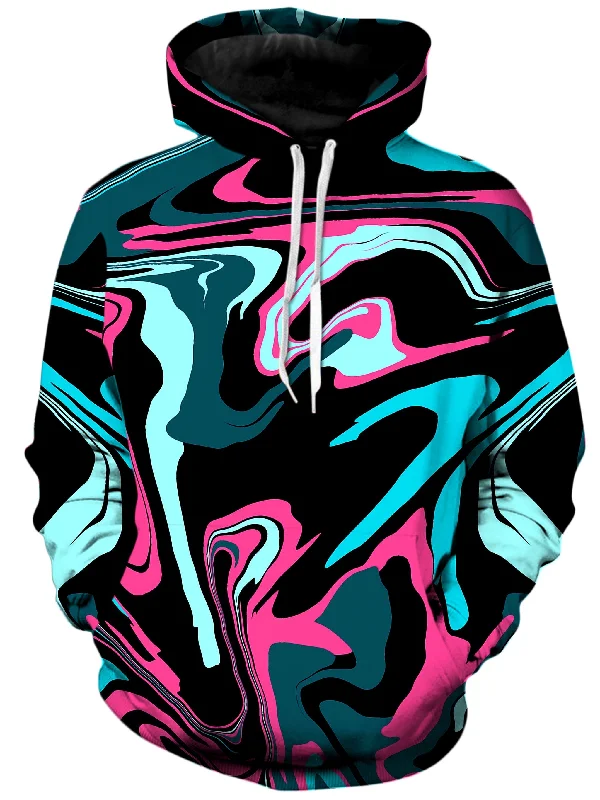 Pink Cyan Melt Unisex Hoodie Hoodie with Exposed Zipper Edgy Industrial