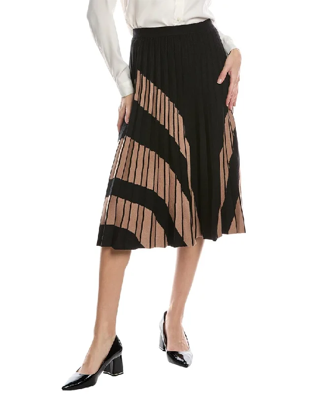 T Tahari Pull-On Side Stripe Flare Rib Skirt cashmere skirt fine