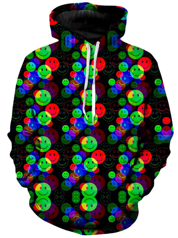 RGB Smile Glitch Unisex Hoodie Hoodie with Ribbed Cuffs Snug Fit Comfort