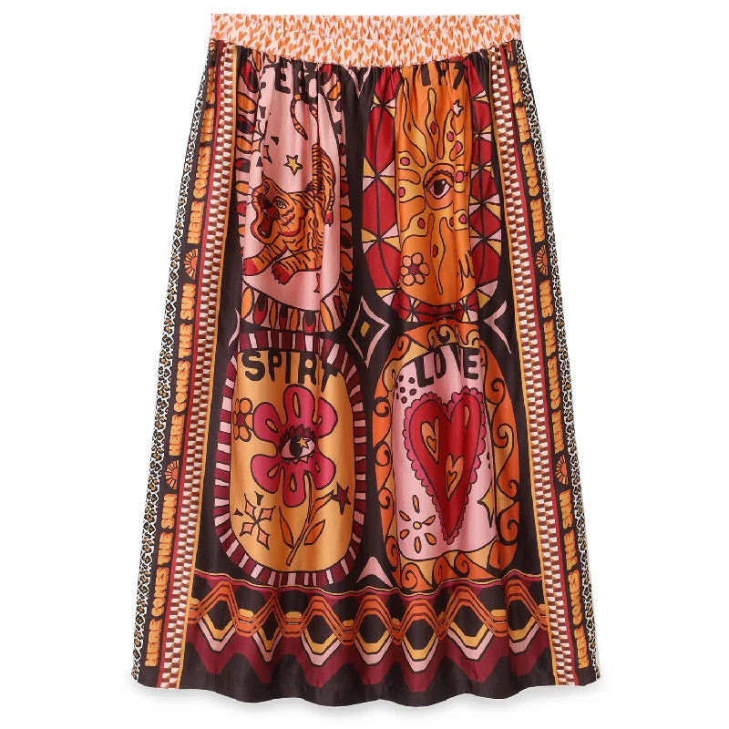 Vanessa Printed Midi Skirt wool skirt sturdy