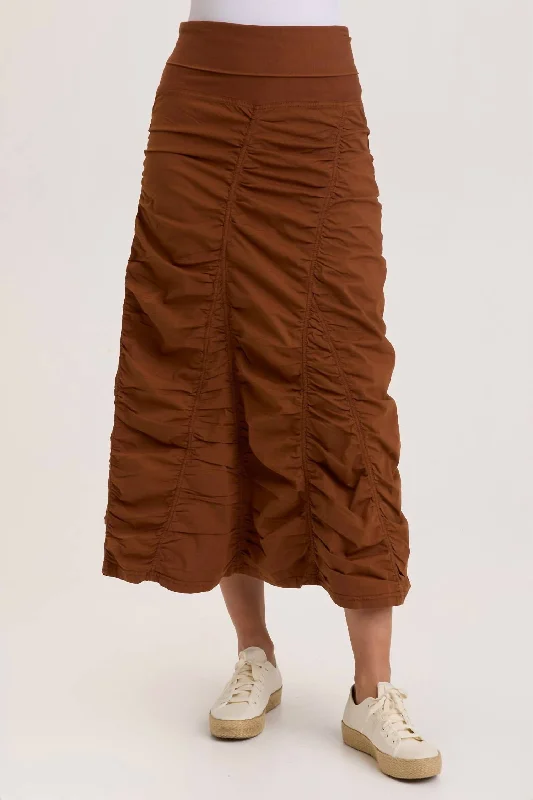 Gored Peasant Skirt In Russet Pigment cashmere skirt soft