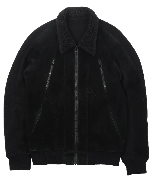 Shearling Aviator Jacket (2006) Noir Collection Welt Pockets Slit Pockets Flap Pockets