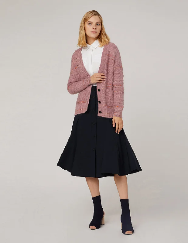 MARYLING HIGH WAIST PATCH POCKET FLARE SKIRT wool skirt thick