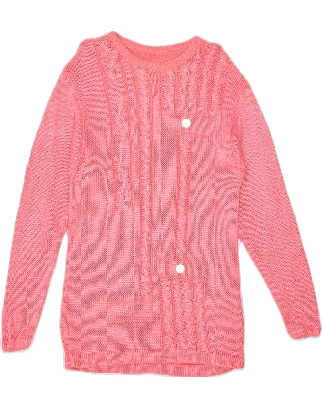 VINTAGE Womens Crew Neck Jumper Sweater UK 18 XL Pink Cotton Lightweight Heavyweight Midweight