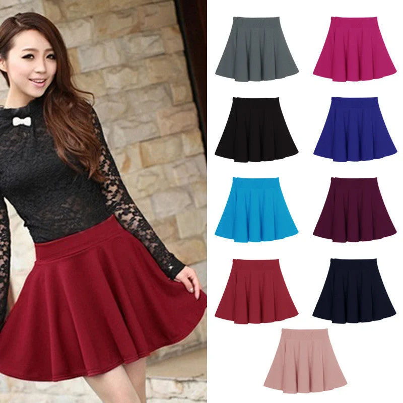 Women Skirt Mini Short Skirt Fall Skirts Womens Stretch High Waist Pleated Tutu Skirt zip skirt side