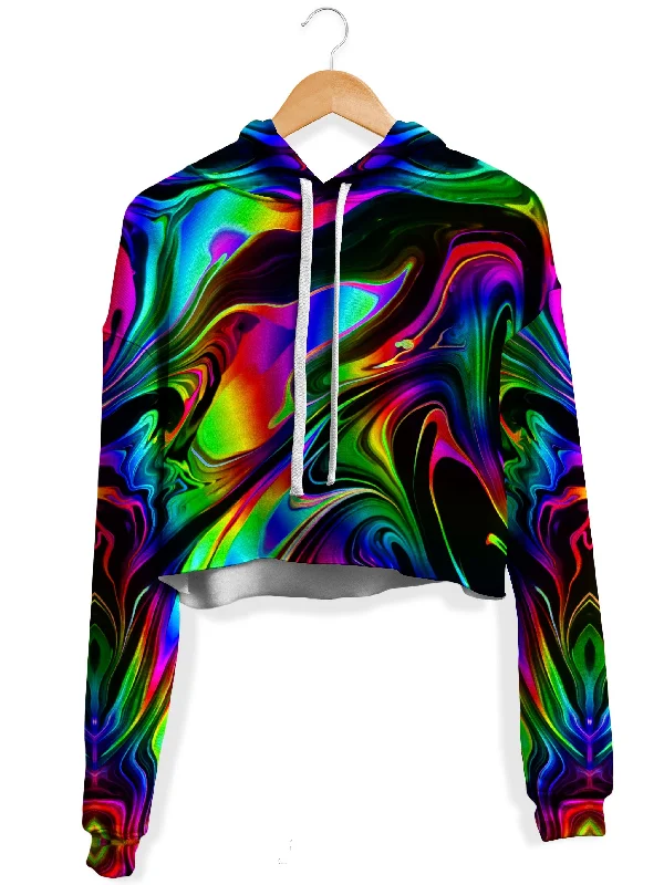 That Glow Flow Fleece Crop Hoodie Hoodie with Snap Buttons Easy Quick