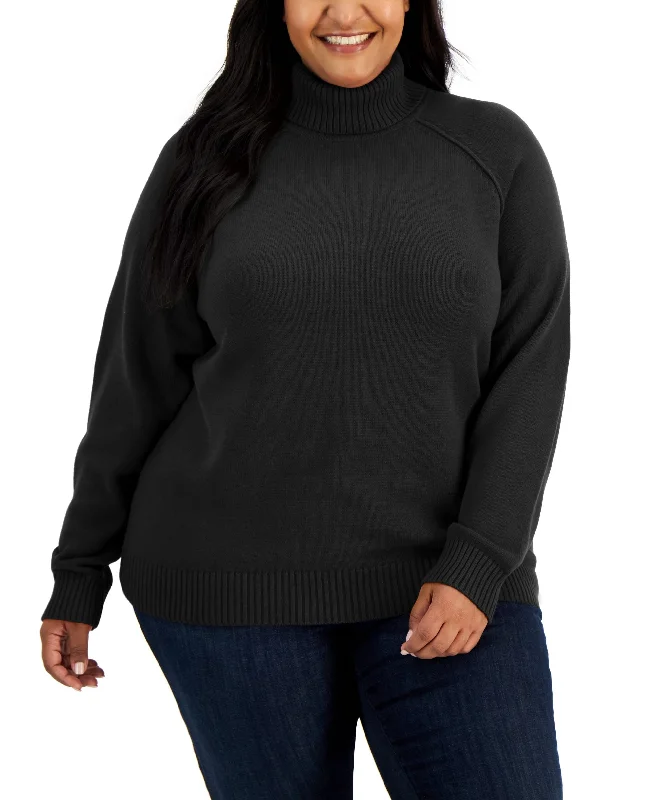 Karen Scott Plus Size Cotton Turtleneck Sweater Casual Formal Business