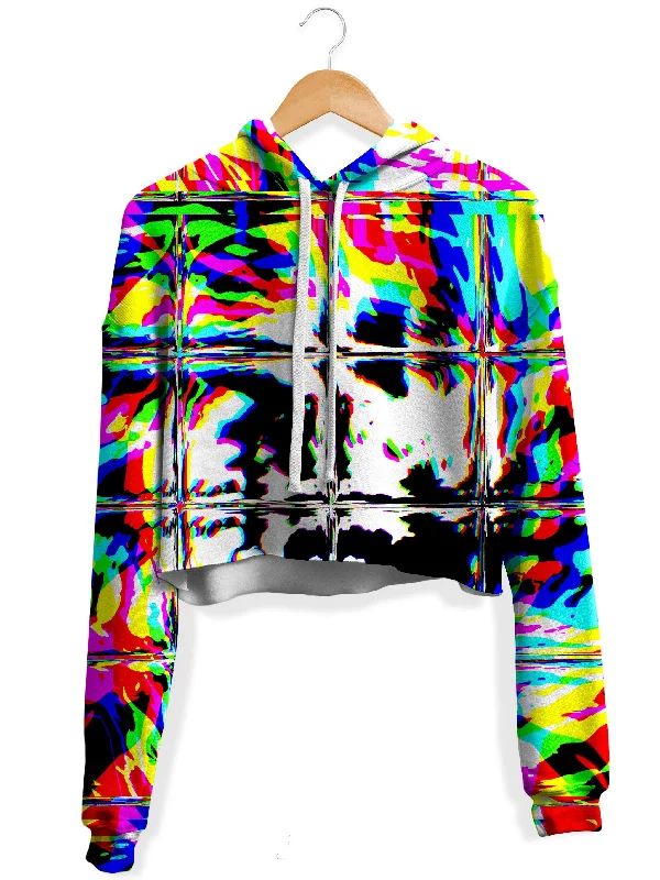 Rave Glitch Og Fleece Crop Hoodie Hoodie with Reflective Safety Nightwear