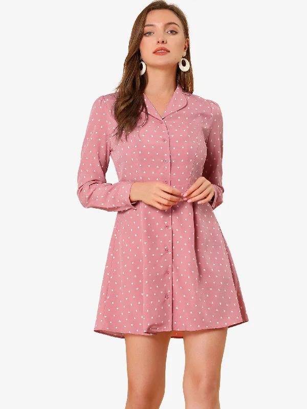 Shirt Polka Dots Lapel Collar Button Down Collared Dress Tunics Office stylish