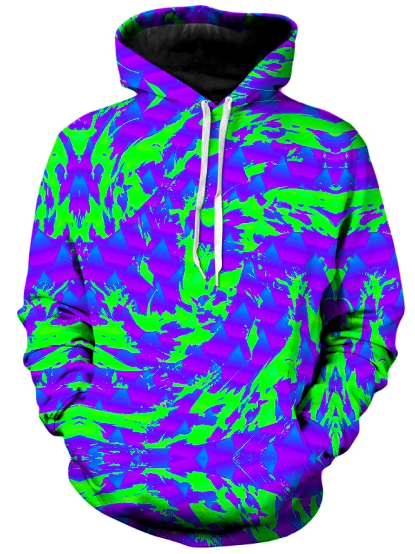 Green and Purple Hypno Splatter Unisex Hoodie Hoodie with High-Low Hem Asymmetrical Trendy