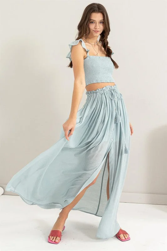 Flowy Bliss Maxi Skirt velvet skirt luxury