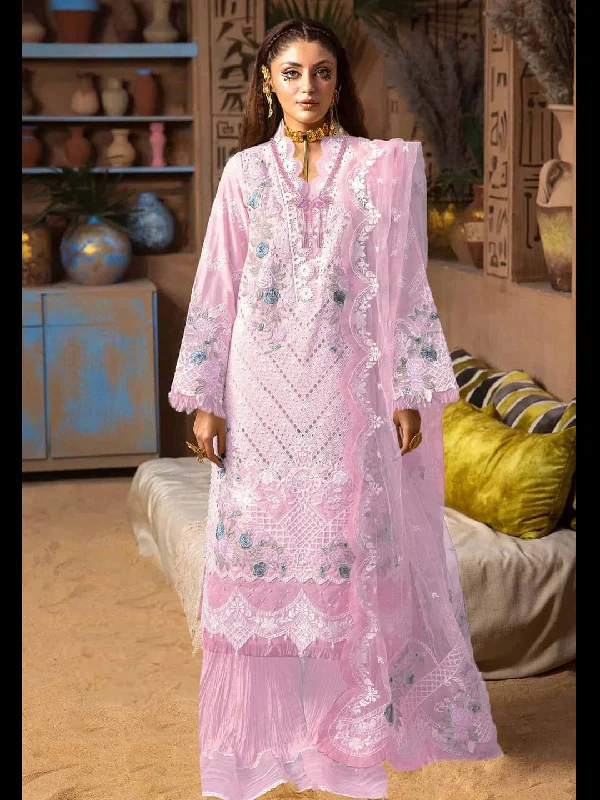 Light Pink Designer Semi-Stitched Pant Suit With Embroidery Work Trendy Tapered Pants