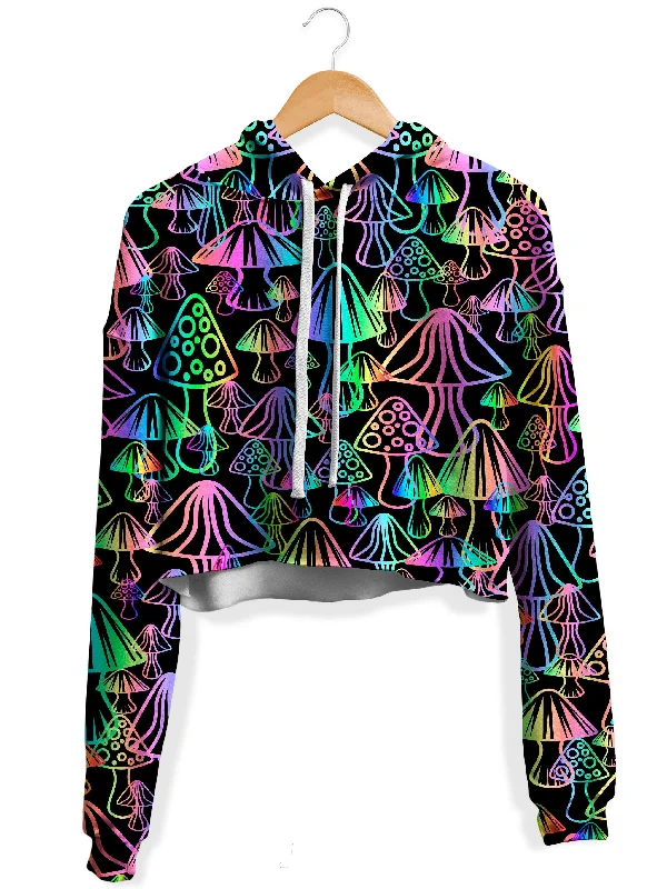 Magic Mushrooms Fleece Crop Hoodie Hoodie with Relaxed Fit Easy Casual