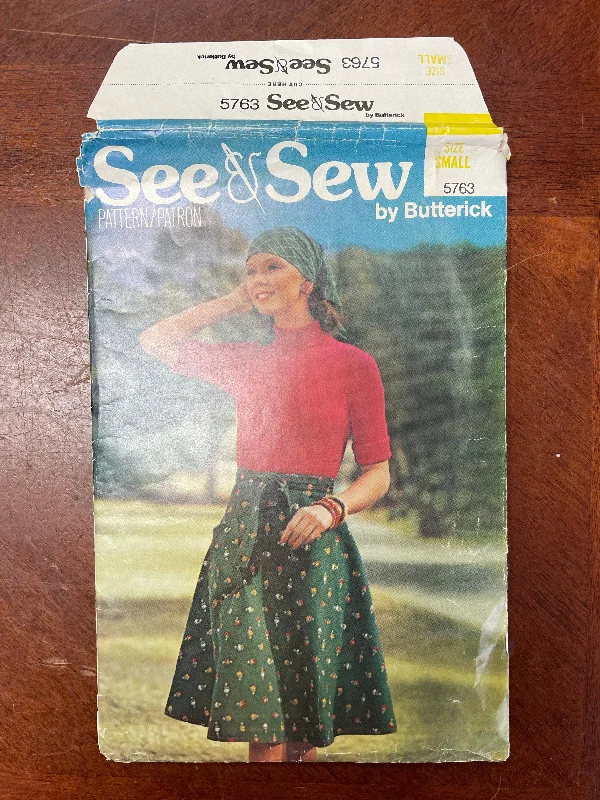 1970's See & Sew 5763 Sewing Pattern - Wrap Skirt corduroy skirt cozy