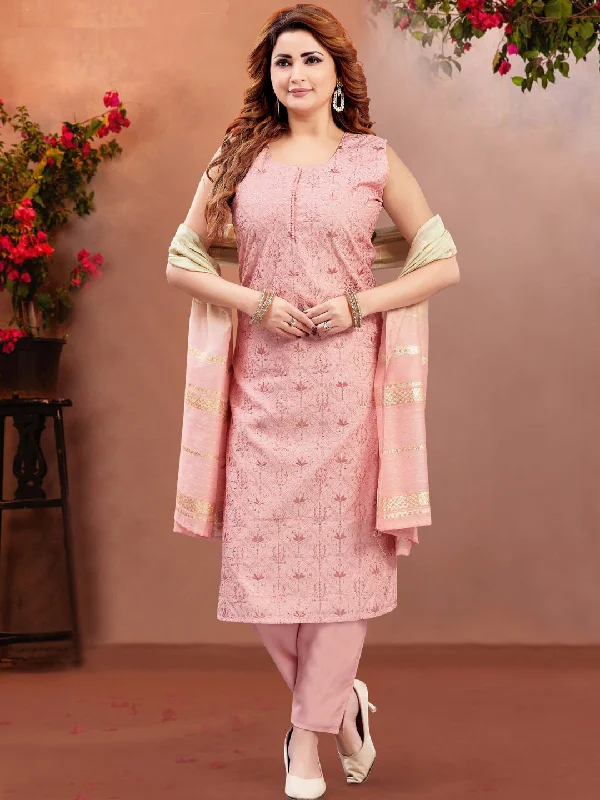 Peach Trendy Designer Readymade Pant Suit With Embroidery Work Formal Linen Trousers