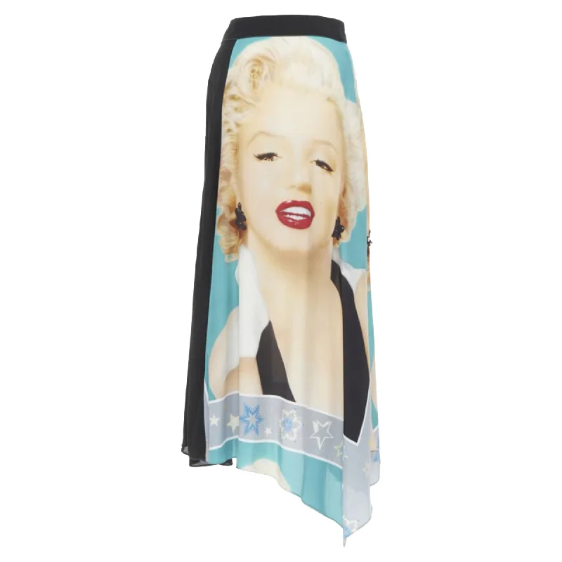 Loewe Pop Art Lady Portrait Photo Print Crystal Embellished Skirt leather skirt bold