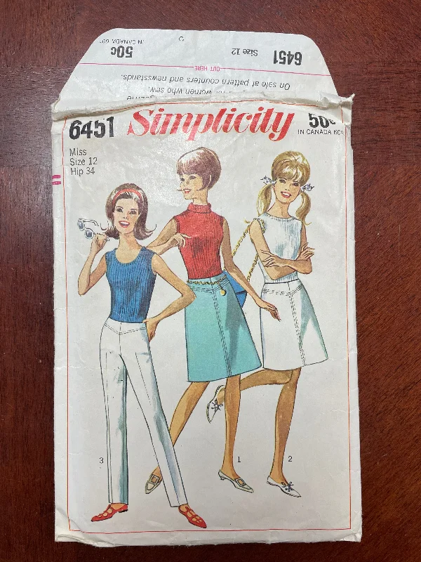 1966 Simplicity 6451 Pattern - Skirts cashmere skirt plush