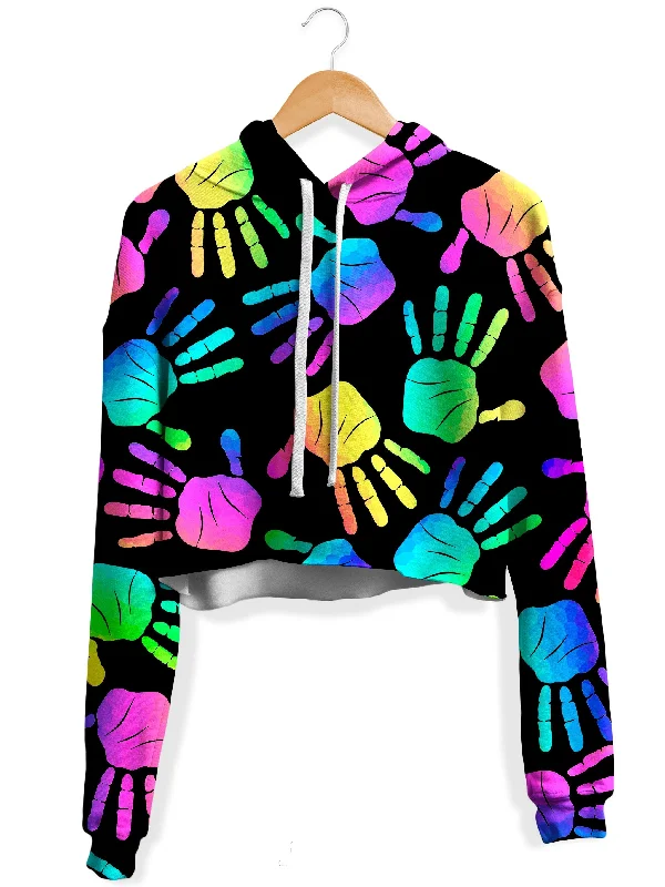 Rave Hands Fleece Crop Hoodie Hoodie with Full-Zip Functional Layering